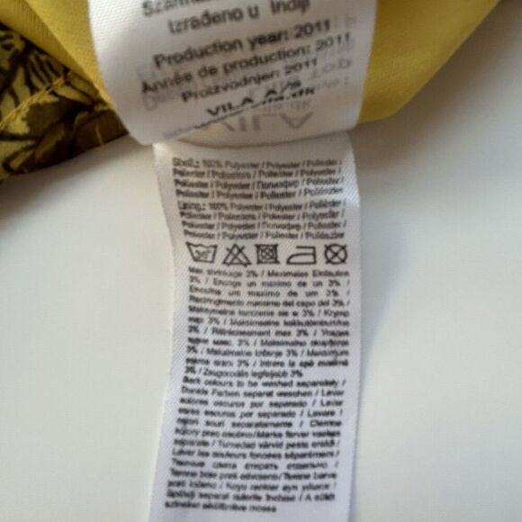 Vila Lille Y2K Babydoll Camisole Top S Lined Yellow Brown Festival Indie Artsy‎ - Picture 10 of 12